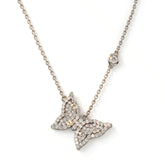 18K White Gold Diamond Small Butterfly Pendant
