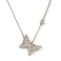 18K White Gold Diamond Small Butterfly Pendant