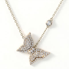 18K White Gold Diamond Butterfly Pendant Necklace