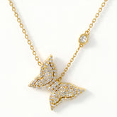 18K Gold Diamond Butterfly Pendant Necklace