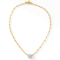 18K Gold Diamond Donut Pendant Necklace