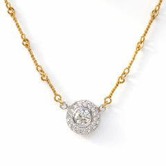 18K Gold Diamond Donut Pendant Necklace