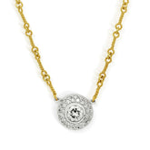 Stambolian 18K Gold Pavé Diamond Donut Pendant Close-Up with Center Stone