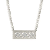 PASSION 18K WHITE GOLD AND DIAMONDS BAR PENDANT NECKLACE