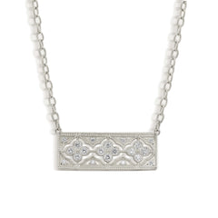Stambolian Passion 18K White Gold Diamond Bar Pendant Front View on White Background