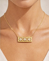 Stambolian Passion 18K Gold Diamond Bar Pendant Close-Up Showing Scrollwork