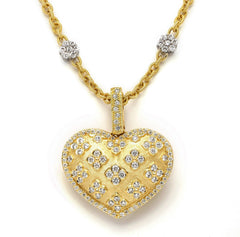 Stambolian Passion Large 18K Gold Quilted Diamond Heart Pendant on Chain