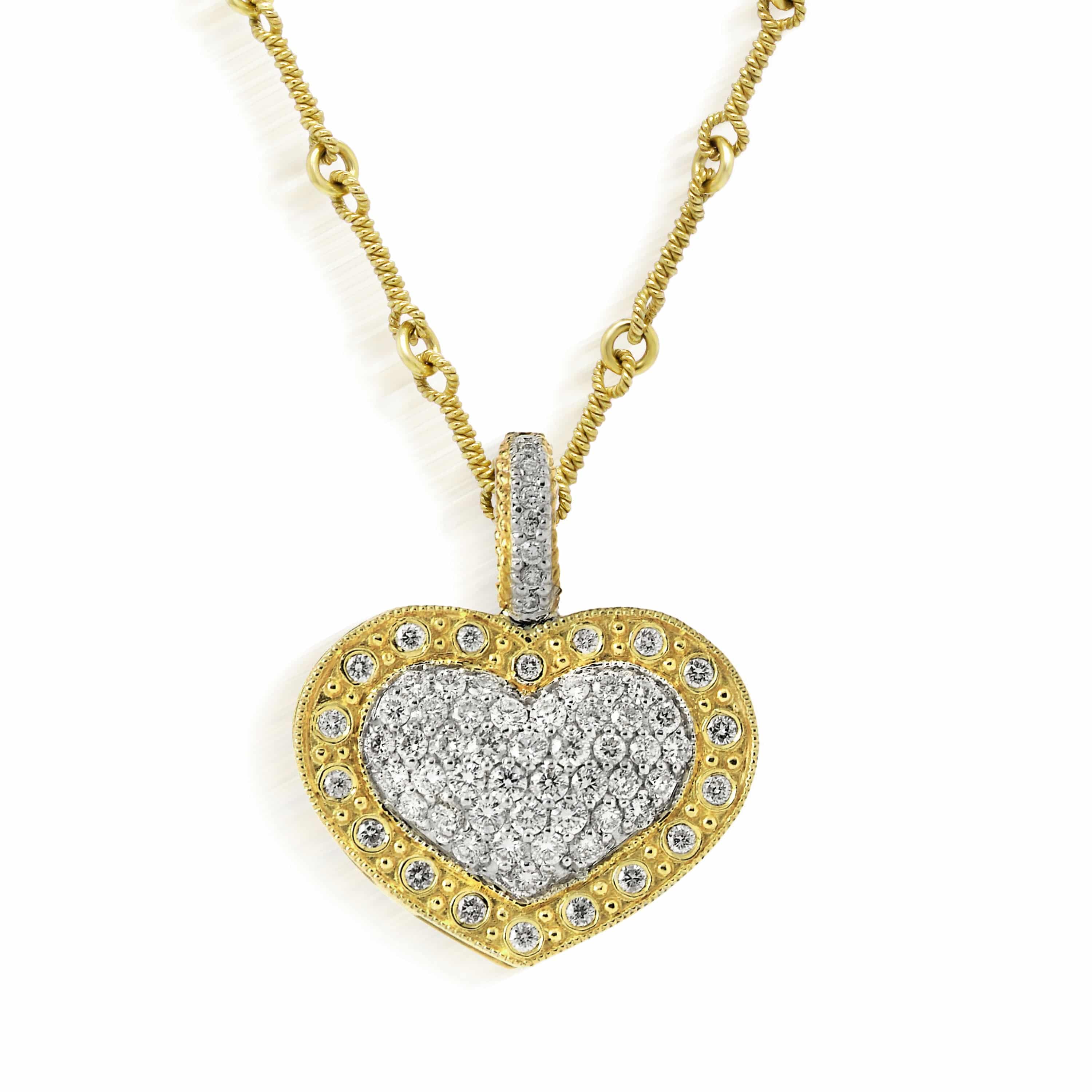 Stambolian 18K Gold Pavé Diamond Heart Enhancer Pendant Front View