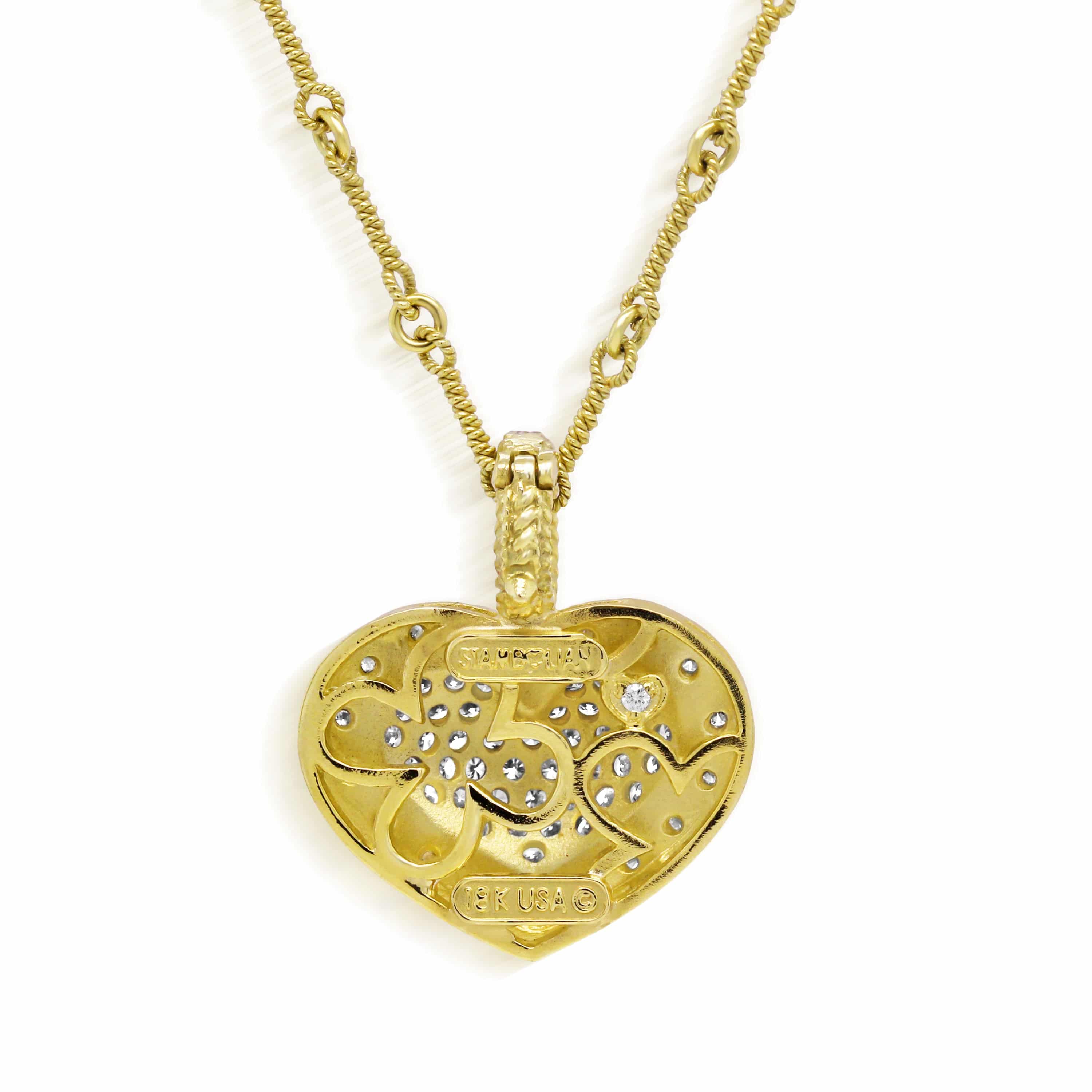 Stambolian 18K Gold Pavé Diamond Heart Enhancer Pendant Front View