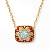 Colors of Life Red Enamel Opal Diamond Pendant