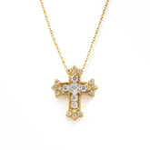18K Gold Diamond Small Armenian Cross Pendant