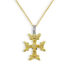 Stambolian Armenian Khachkar Cross Pendant Reverse Detail Showing Hidden Diamond Heart