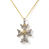 Armenian Cross 18K Two Tone Gold Diamond Pendant
