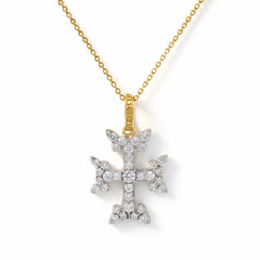 18K Two Tone Gold Diamond Armenian Cross Pendant