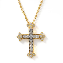 18K Gold Diamond Medium Armenian Cross Pendant