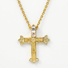 Armenian Cross Ruby Diamond Fleur De Lis Pendant