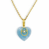CANDY HEART SMALL AQUAMARINE 18K GOLD DIAMOND ENHANCER PENDANT - Stambolian | House of Jewels