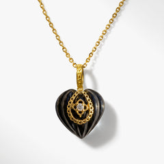 Candy Heart 18K Gold Onyx Diamond Small Pendant