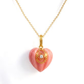 Candy Heart 18K Gold Pink Opal Diamond Small Pendant