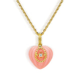 CANDY HEART SMALL PINK OPAL 18K GOLD DIAMOND ENHANCER PENDANT - Stambolian | House of Jewels