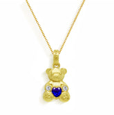 Stambolian 18K Gold Blue Sapphire Diamond Small Teddy Bear Charm Pendant
