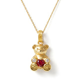 Teddy Bear Heart Ruby Diamond Charm Pendant
