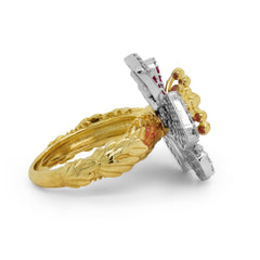 ENCHANTED GARDEN SHADED PINK SAPPHIRES DIAMONDS FLOWER RING