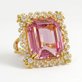 Emerald Cut Kunzite and Diamond Cocktail Ring