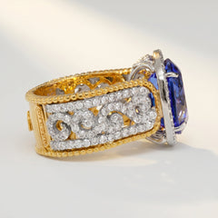 Tanzanite Two Tone Diamond Cocktail Ring