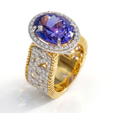 Tanzanite Two Tone Diamond Cocktail Ring