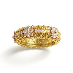 18K Yellow and Rose Gold Diamond Band Ring