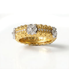 18K Yellow and White Gold Diamond Band Ring