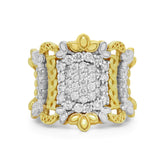 SMILE WIDE 18K TWO TONE GOLD AND DIAMONDS RING