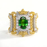 Smile Wide Tsavorite Diamond Two Tone Ring