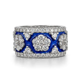 Colors of Life Cobalt Blue Enamel Diamond Band Ring