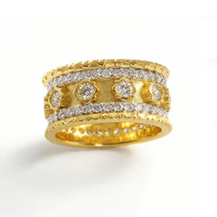 Desire Two Tone Gold Diamond Cigar Band Ring
