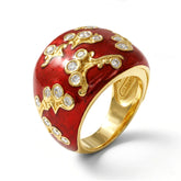 Colors of Life Red Enamel Diamond Dome Ring
