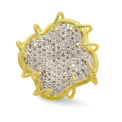 Stambolian Karizma 18K Two-Tone Gold Hand-Woven Diamond Ring Front View on White Background