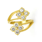 18K GOLD DIAMOND CLUSTERS BYPASS RING