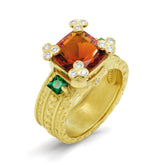 HAPPINESS RED AND TSAVORITE GARNET DIAMONDS RING