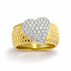 PROMISE TO LOVE 18K GOLD DIAMOND HEART CENTER RING