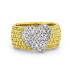 PROMISE TO LOVE 18K GOLD DIAMOND HEART CENTER RING