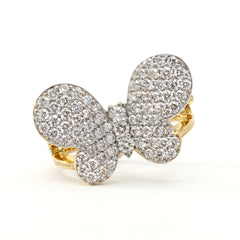 18K Two Tone Gold Diamond Butterfly Ring