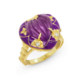CANDY HEART AMETHYST PURPLE ENAMEL RING