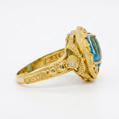 Candy Heart 18K Gold Blue Topaz Diamond Ring