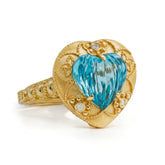 Candy Heart 18K Gold Blue Topaz Diamond Ring