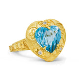 CANDY HEART BLUE TOPAZ 18K GOLD DIAMONDS RING