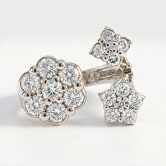 Diamond Fantasies Three Cluster White Gold Ring