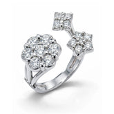 Stambolian Diamond Fantasies 18K White Gold Three Diamond Cluster Ring Front View