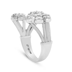 DIAMOND FANTASIES THREE CLUSTER 18K GOLD RING